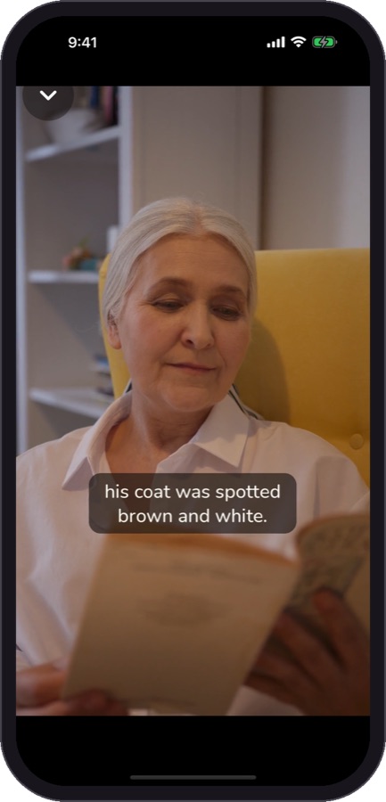 A video story from Grandma with captions