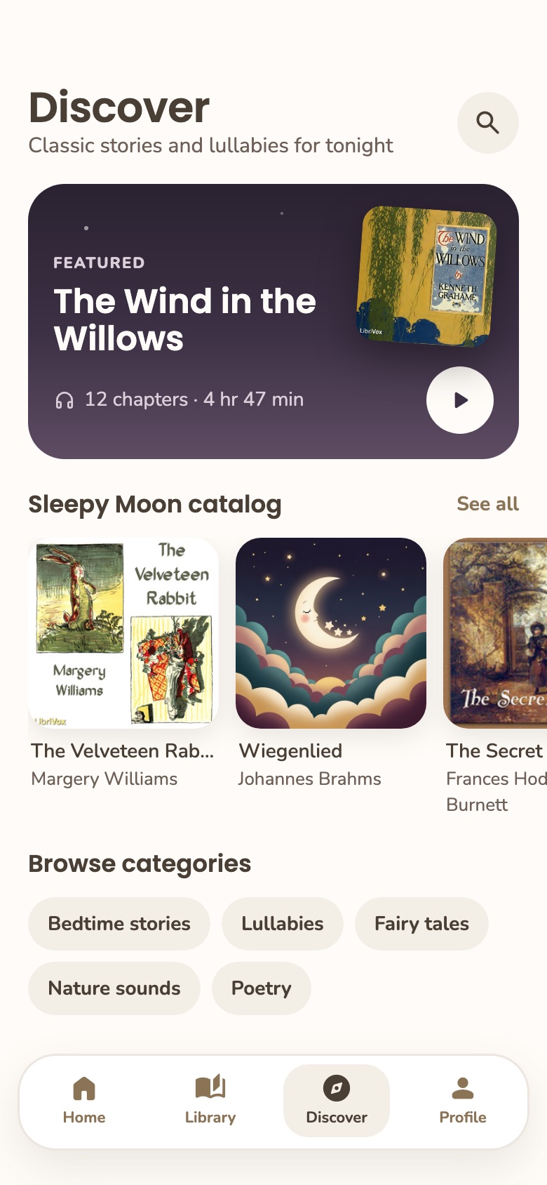 The Sleepy Moon Discover catalog featuring The Wind in the Willows